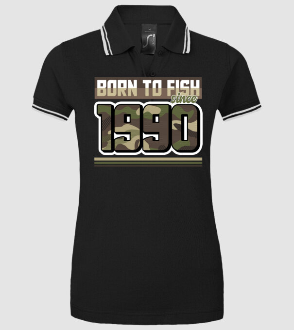 Born to fish since 1990 model negru pe tricou