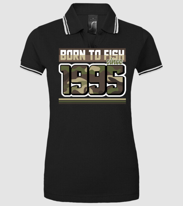 Born to fish since 1995 model negru pe tricou