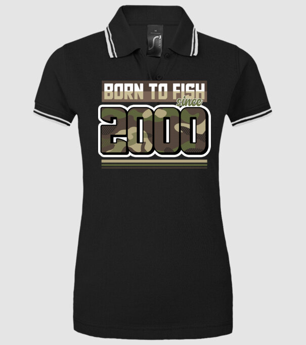Born to fish since 2000 model negru pe tricou