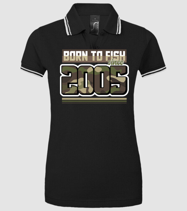 Born to fish since 2005 model negru pe tricou