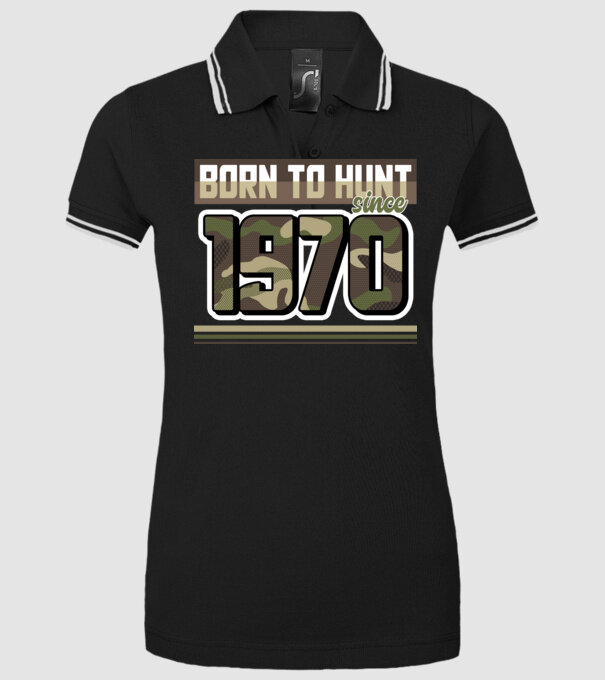 Born to hunt since 1970 model negru pe tricou