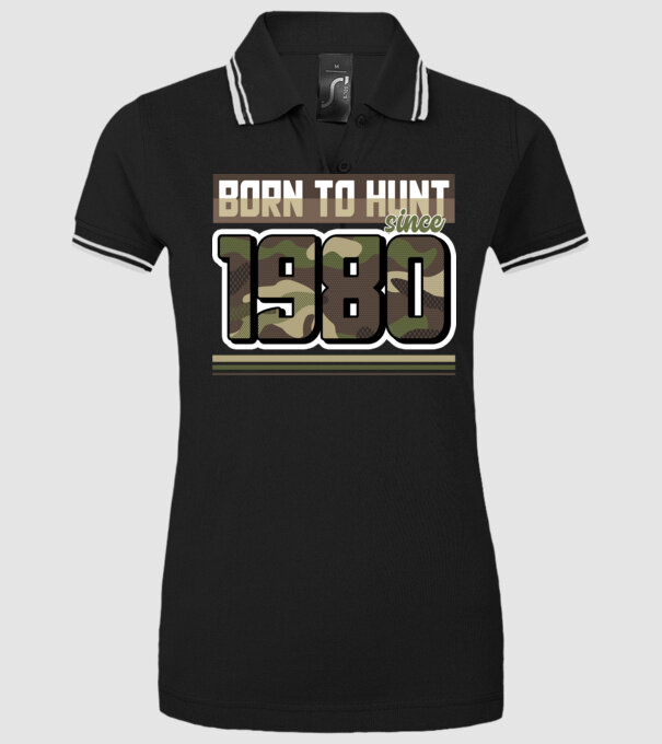 Born to hunt since 1980 model negru pe tricou