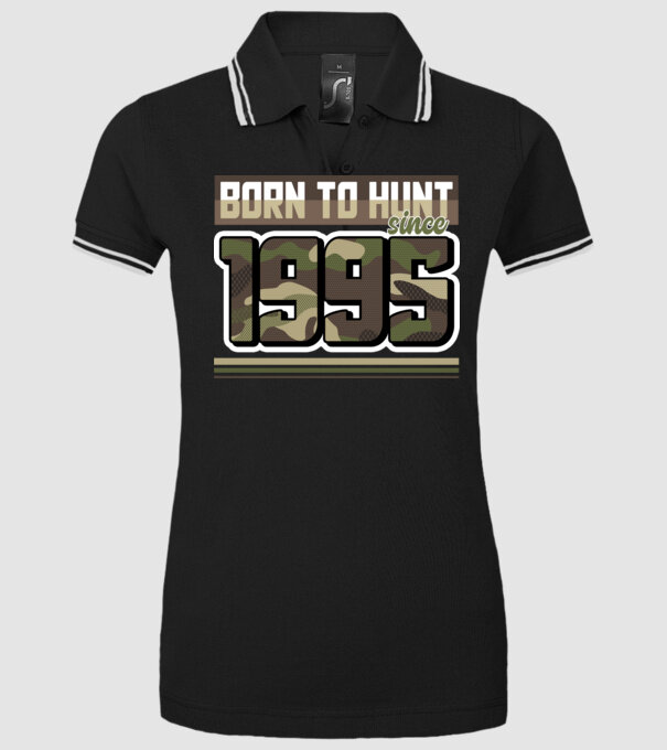 Born to hunt since 1995 model negru pe tricou