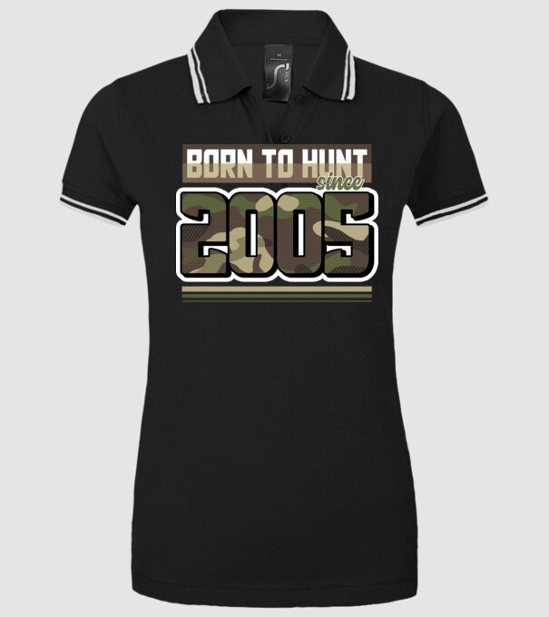 Born to hunt since 2005 model negru pe tricou