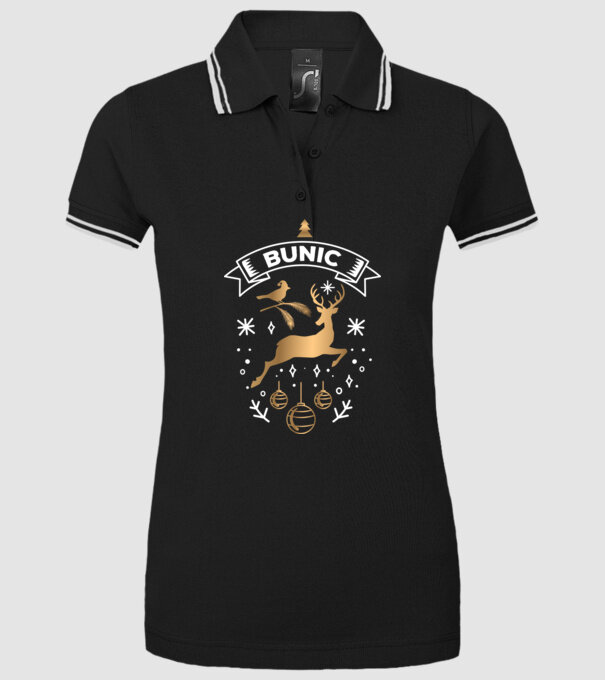 bunic christmas model negru pe tricou