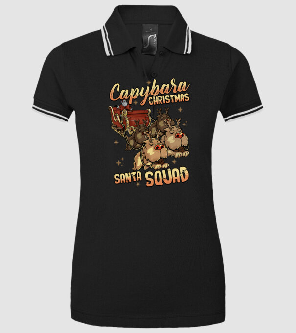 Capybara christmas santa squad model negru pe tricou
