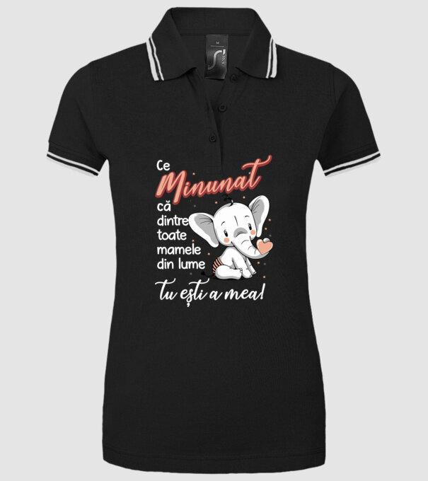 Ce minunat că dintre toate mamele din lume, tu ești a mea! model negru pe tricou