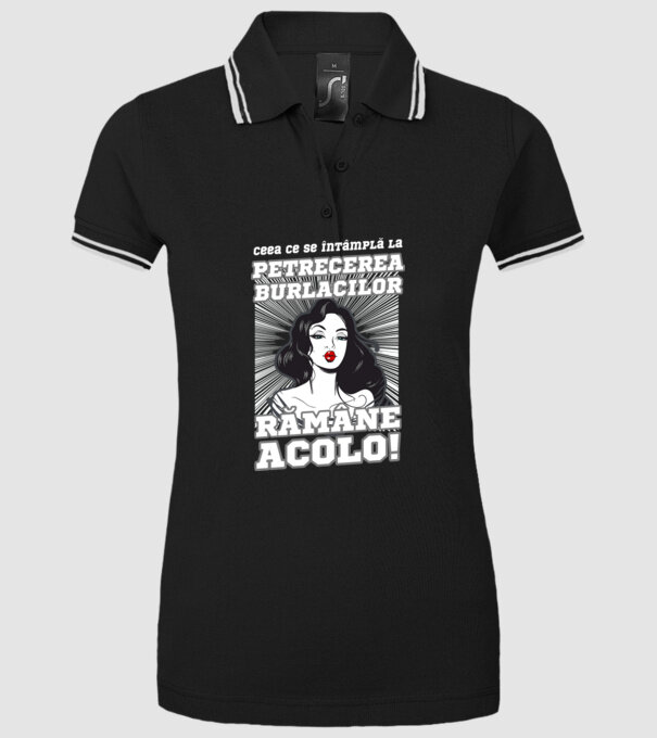 Ceea ce se întâmplă la petrecerea burlacilor rămâne acolo model negru pe tricou