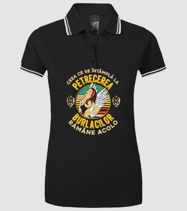 Ceea ce se întâmplă la petrecerea burlacilor rămâne la petrecerea burlacilor model negru pe tricou