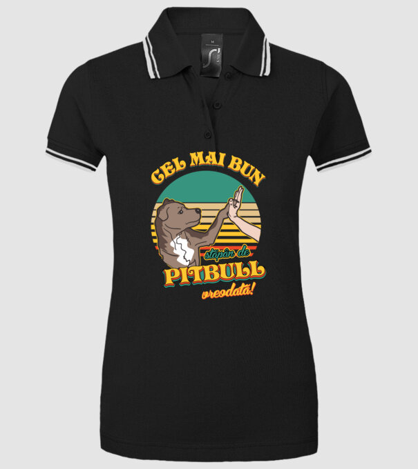 Cel mai bun stăpân de pitbull vreodată! model negru pe tricou