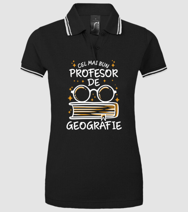 Cel mai profesor geografie model negru pe tricou