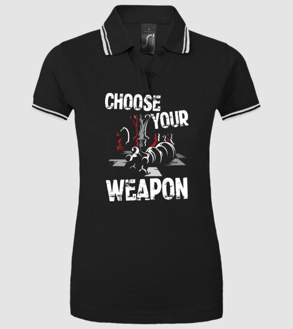 CHOOSE YOUR WEAPON model negru pe tricou