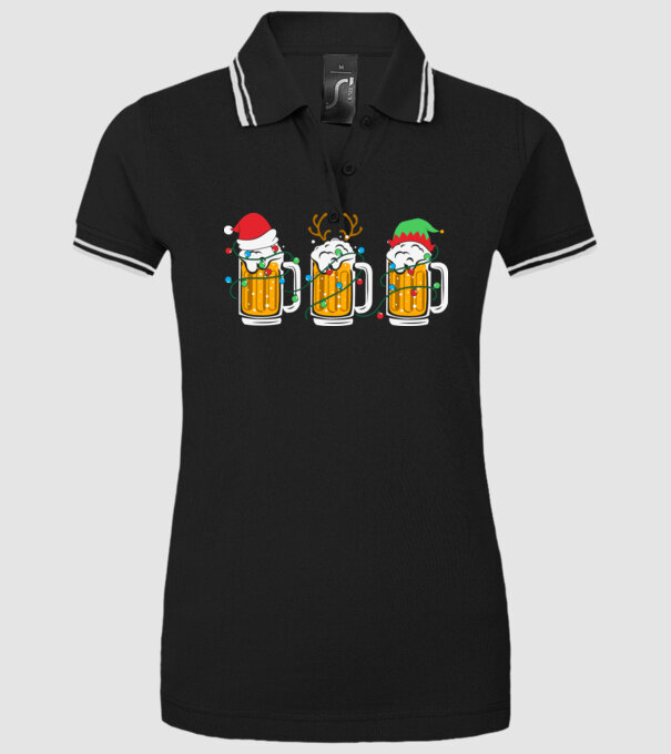Christmas beer mugs model negru pe tricou