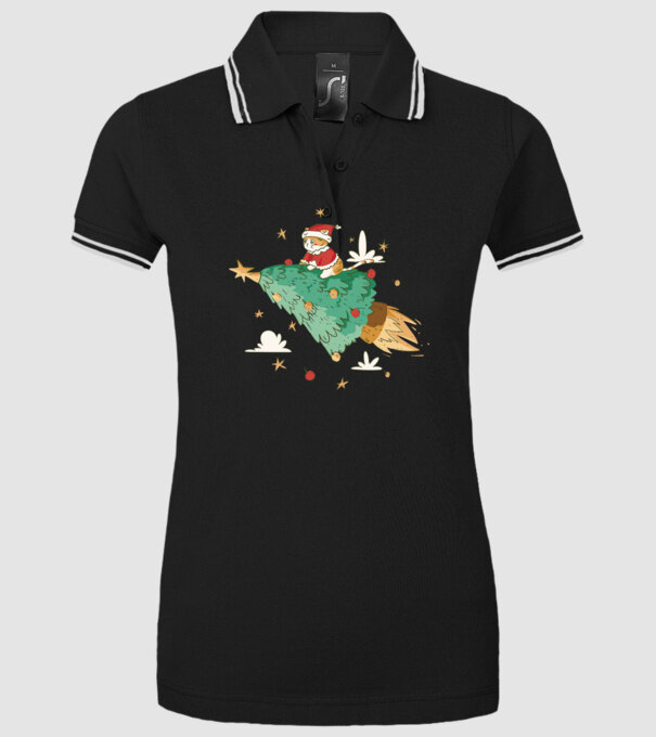 Christmas cat model negru pe tricou