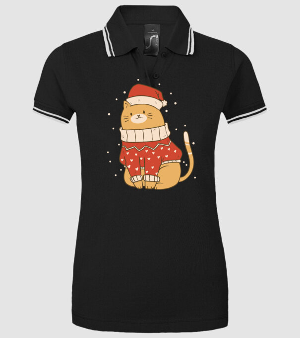 Christmas cat model negru pe tricou