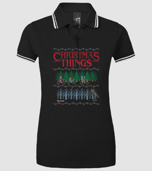 christmas things ugly sweater model negru pe tricou