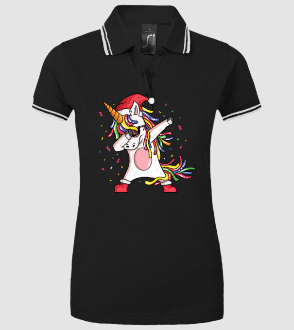 Christmas unicorn dab model negru pe tricou