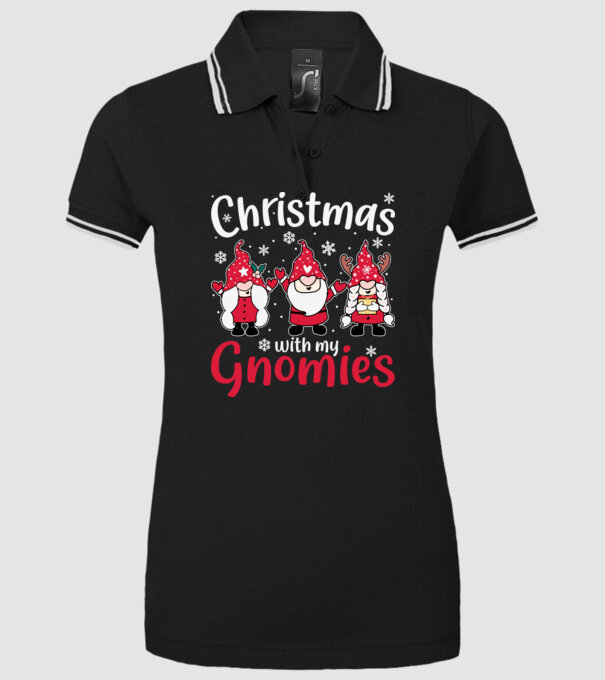 Christmas with my gnomies model negru pe tricou