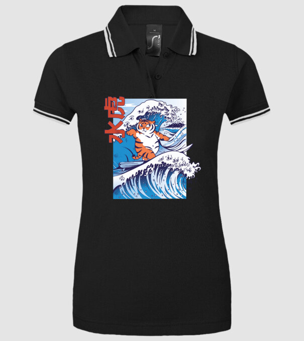 Chubby Surfer Tiger model negru pe tricou