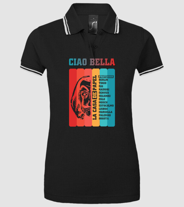 ciao bella retro model negru pe tricou