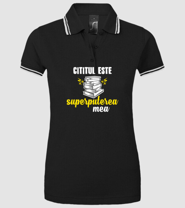 cititul este superputerea mea model negru pe tricou