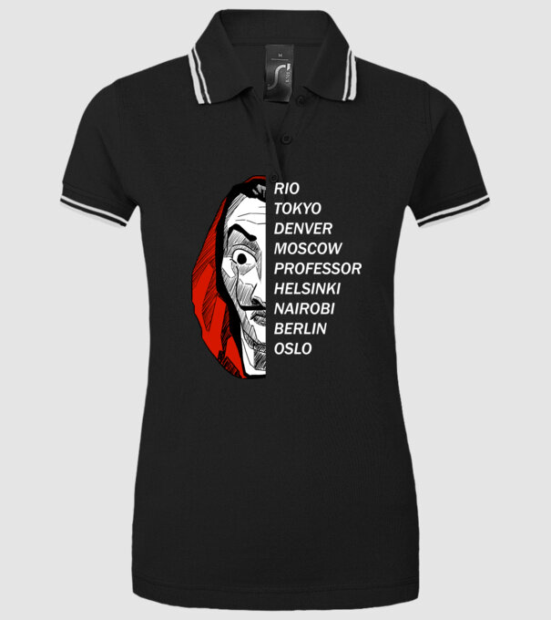 classic logo money heist model negru pe tricou