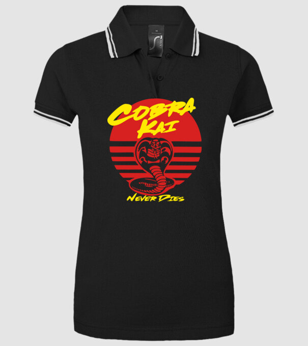 cobra kai sunset logo model negru pe tricou