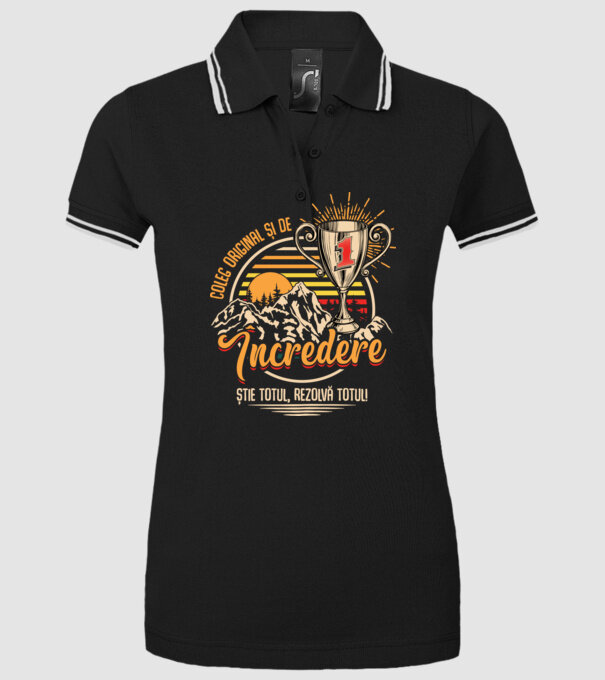 coleg original și de încredere model negru pe tricou