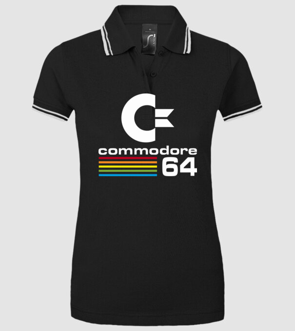 Commodore 64 logo on black model negru pe tricou