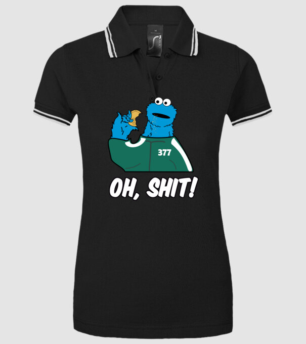 cookie monster squid game parody model negru pe tricou