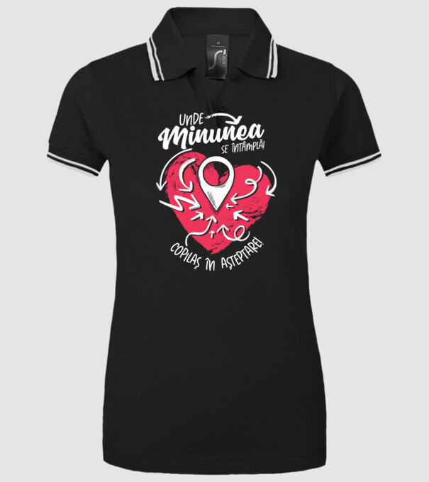 Copilaș în așteptare model negru pe tricou