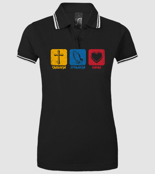 credință speranță iubire model negru pe tricou