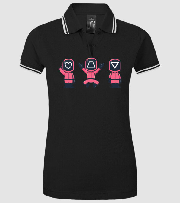 cute squid game toys model negru pe tricou