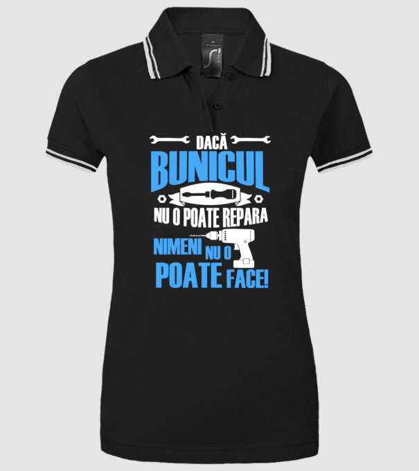 Dacă bunicul nu o poate repara, nimeni nu o poate face! model negru pe tricou