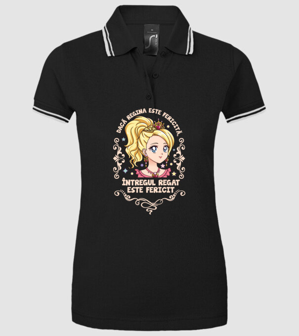 Dacă regina este fericită, întregul regat este fericit. model negru pe tricou