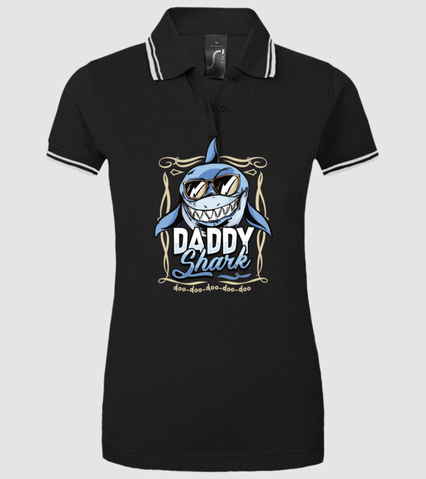 Daddy Shark model negru pe tricou