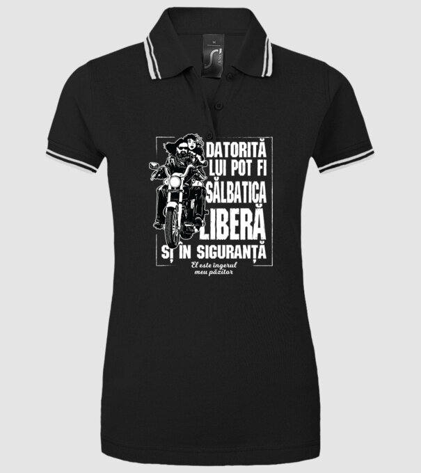 datorită ei pot fi sălbatic, liber și în siguranță - ea este îngerul meu păzitor model negru pe tricou