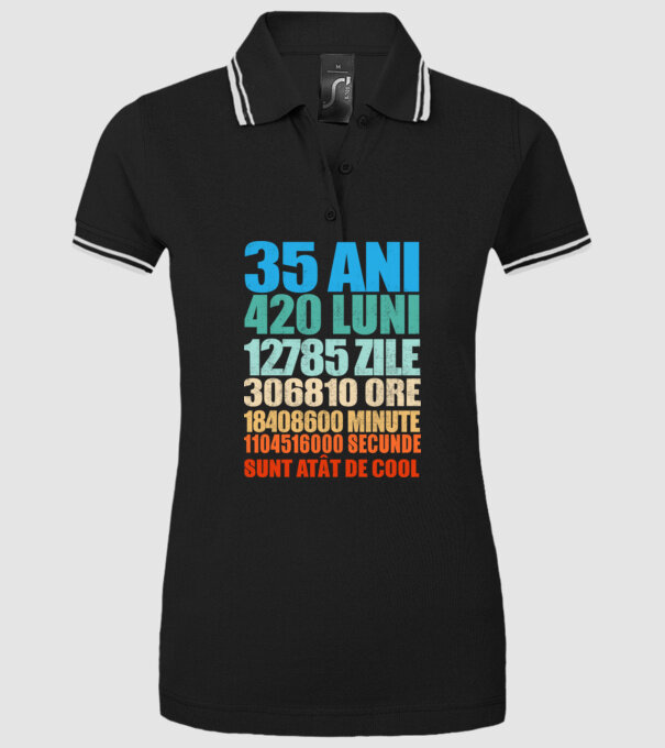 De 35 ani - luni - zile - ore - minute - secunde - sunt atât de cool model negru pe tricou