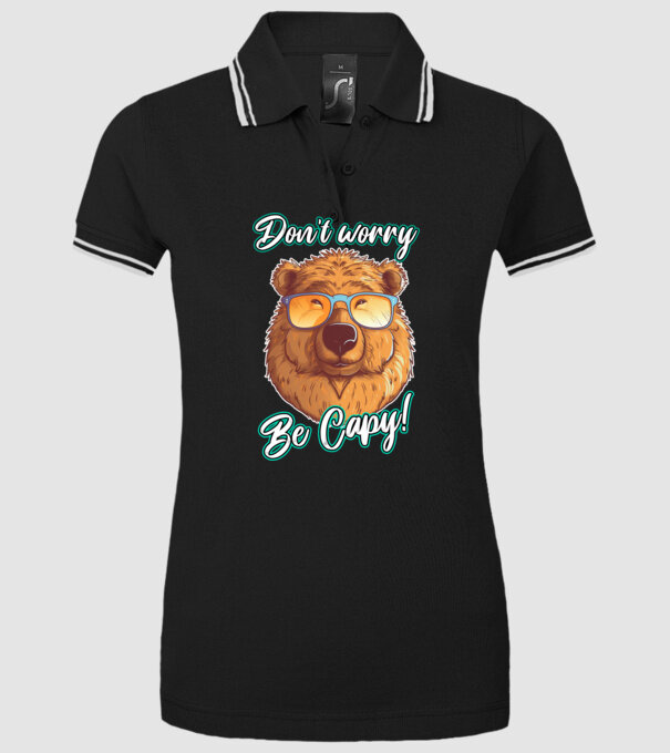 Don't worry be Capy model negru pe tricou
