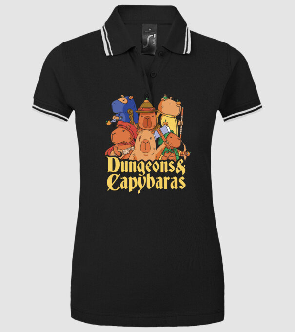 Dungeons and Capybaras model negru pe tricou