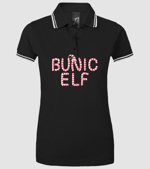 bunic elf model negru pe tricou