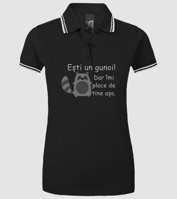 ești un gunoi! dar îmi place de tine așa model negru pe tricou