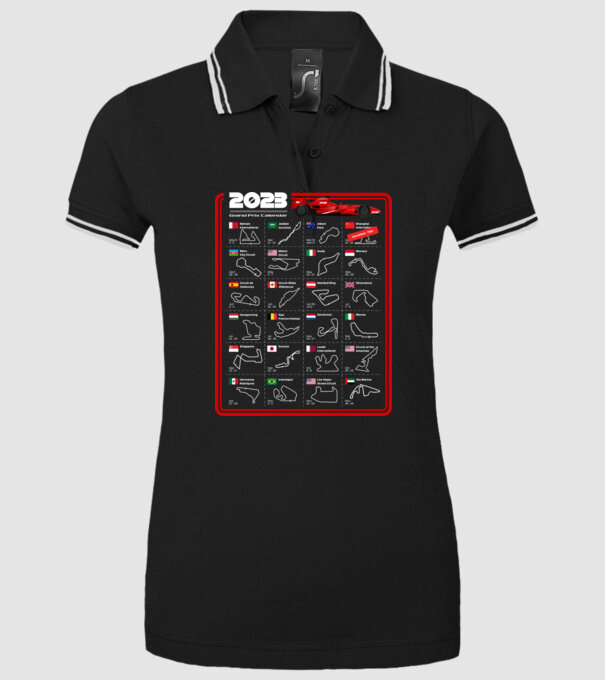 F1 2023 Formula Grand prix calendar model negru pe tricou