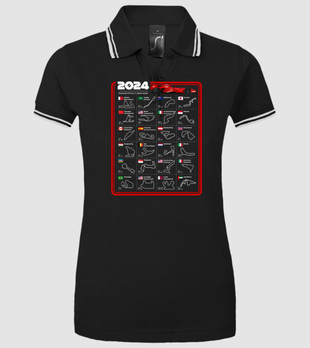 F1 calendar 2024 model negru pe tricou