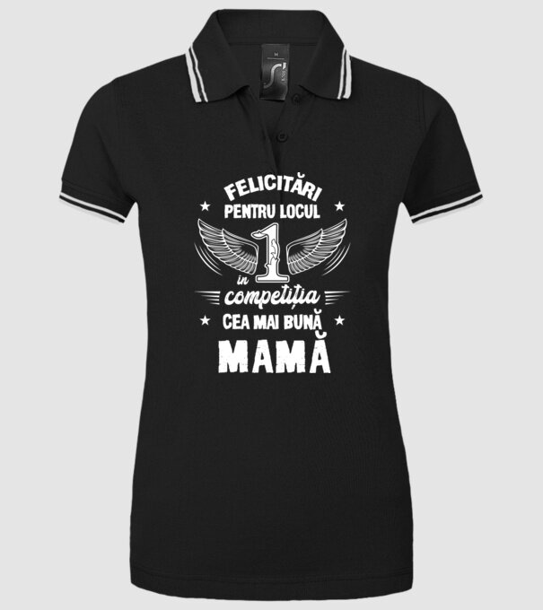 Felicitări pentru locul 1 în competiția Cel mai bun tată! model negru pe tricou