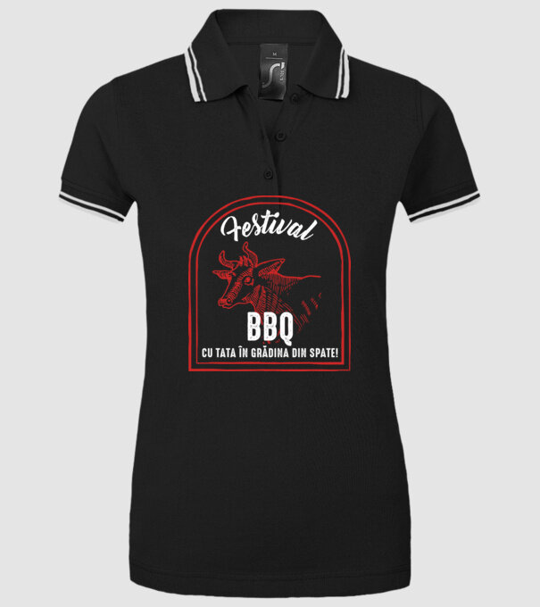 Festival BBQ - cu tata în grădina din spate! model negru pe tricou