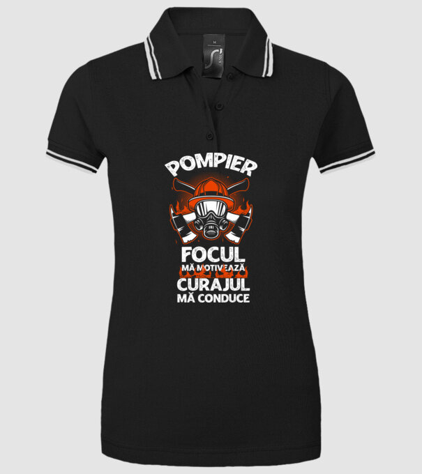 Focul mă motivează, curajul mă conduce Pompier model negru pe tricou