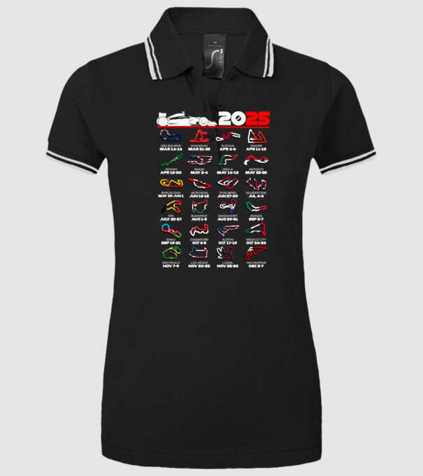 F1 calendar 2025 Negru model negru pe tricou