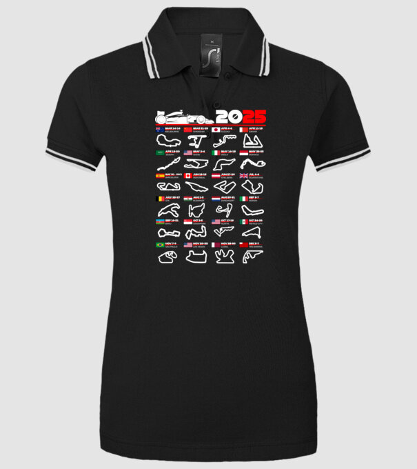F1 calendar 2025 negru model negru pe tricou