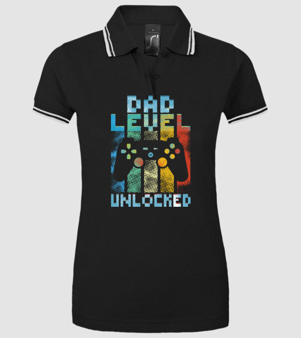 Gamer Dad level unlocked model negru pe tricou